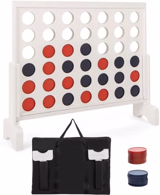 Costway Jumbo 4-in-a-row Wooden Game Set in White