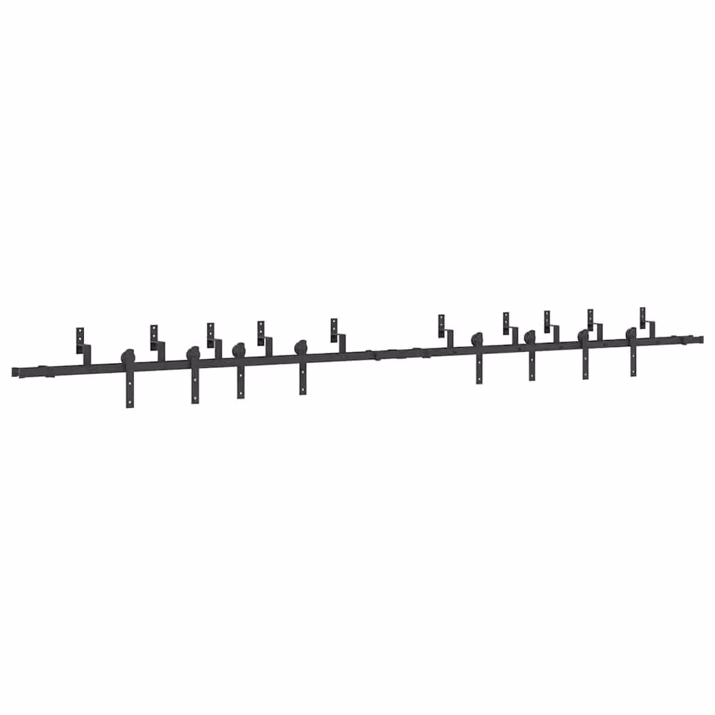 Berkfield Home Sliding Door Hardware Kit in Black Steel, 427 cm