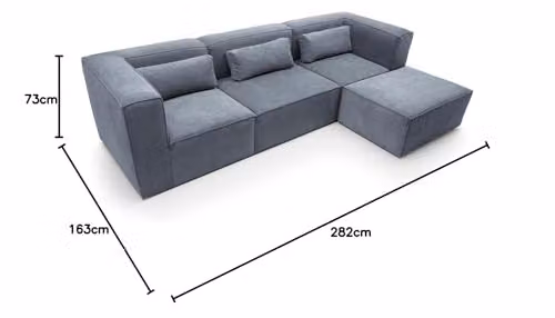 Abakus Direct Doris Reversible L-Shaped Corner Sofa in Dark Grey Cord Fabric, W: 282 cm, D: 163 cm, H: 73 cm – 4
