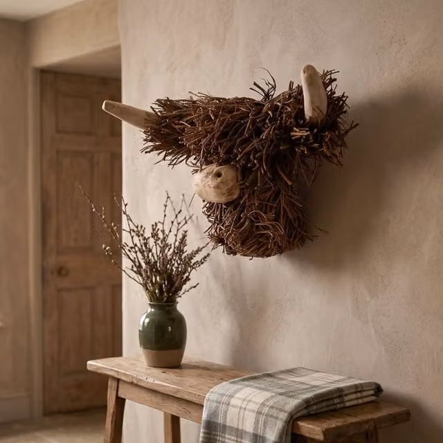 Madison & Mayfair Rustic Brown Highland Cow Wood Wall Décor