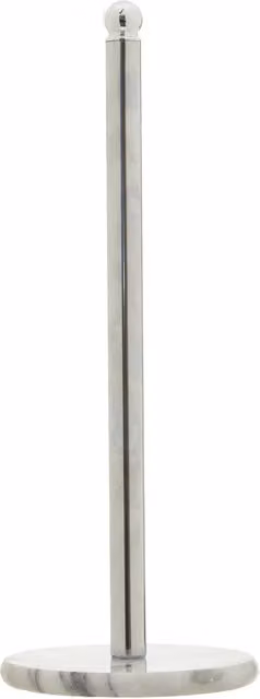 Orsina Freestanding Chrome Kitchen Roll Holder with Marble Base in White and Silver, W/D/H: 14.0 x 14.0 x 36.0 cm