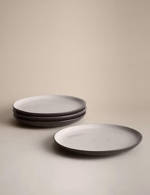 M&S Michigan Stoneware Side Plates, Set of 4, Grey