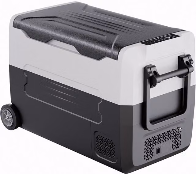 Livingandhome Dual Temperature Compressor Car Refrigerator in White and Black, 44.3 cm