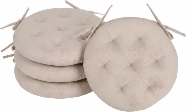 Harbour Housewares Round Seat Pad in Beige with Removable Cotton and Polyester Cover, W/D/H: 40 x 40 x 40 cm