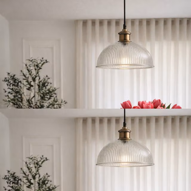 CGC TESS Clear Glass Ribbed Dome Lampshade - Transparent