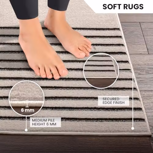 Livabliss Hialeah Abstract Modern Rug in White, Black and Beige, W/D/H: 80 x 220 cm – 4