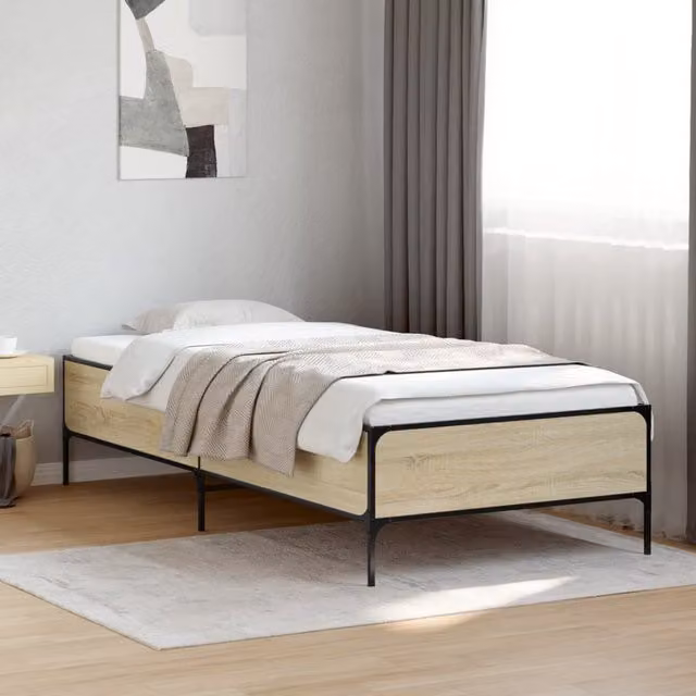 Berkfield Home Sonoma Oak Small Single Bed Frame in Brown W/D/H: 75 x 190 cm