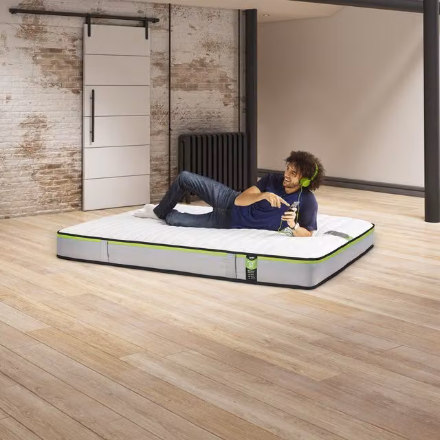 Jay-Be Benchmark S1 Comfort Sprung Bonell Spring Mattress, Green, W: 180 cm, D: 200 cm