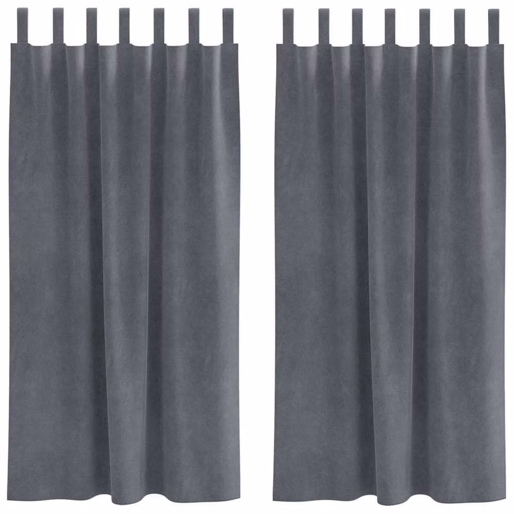 Berkfield Home Elegant Grey Blackout Curtains with Hanging Loops, 2 Pack – 3
