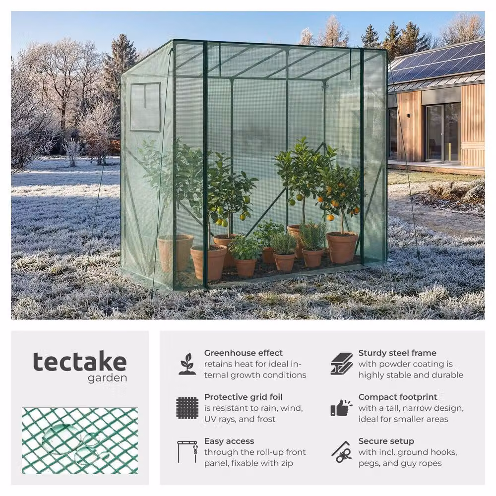 tectake Anton Plastic and Steel Greenhouse in Green, W/D/H: 200 x 77 x 170 cm – 2