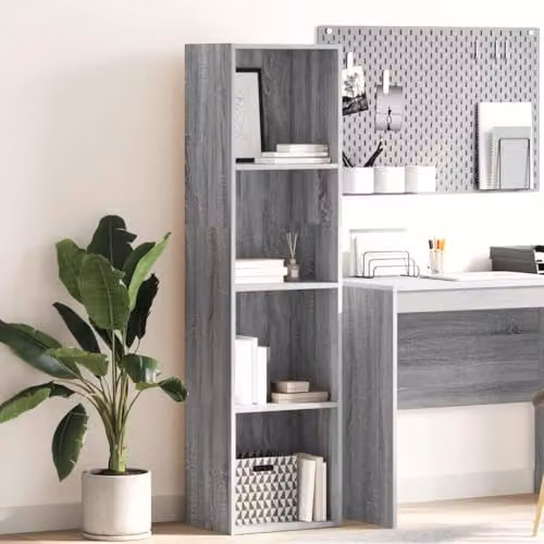 vidaXL Modern Grey Bookcase in Engineered Wood W/D/H: 40 x 30 x 152 cm – 2