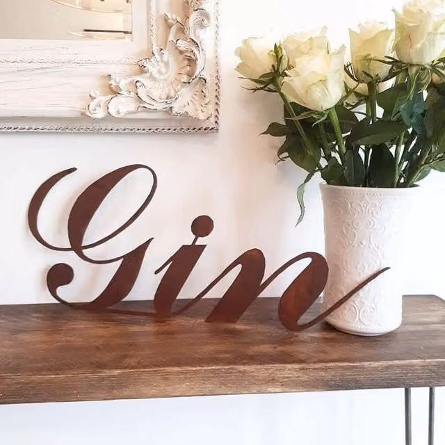 RW NORFOLK Red and Brown Rusty Metal Gin Sign Wall Decor