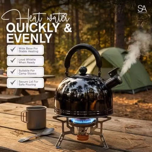 Tanness 3L Stainless Steel Camping Whistling Kettle, Black – 4