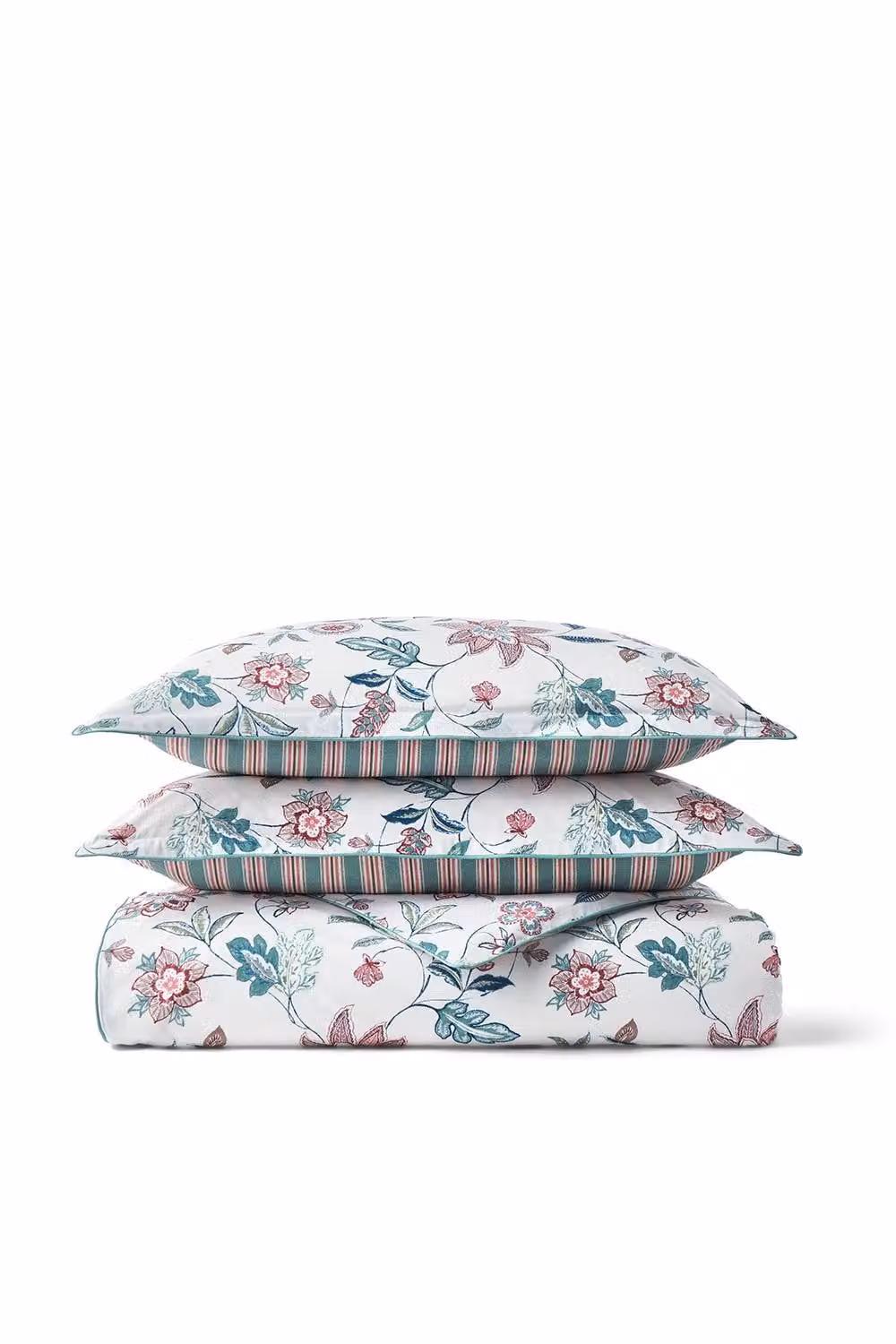 CHRISTY Kew Floral Stripe Reversible Cotton Sateen Duvet Cover Set, Blue and Multicolour, W: 180 cm, H: 200 cm – 2