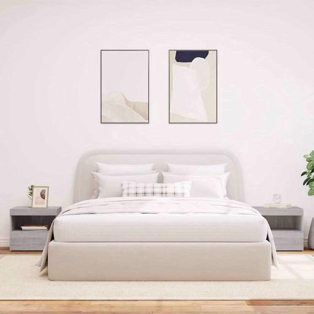 Berkfield Home Set of 2 Grey Sonoma Bedside Cabinets with Integrated LED Lights, W: 50 cm, D: 40 cm, H: 45 cm – 3