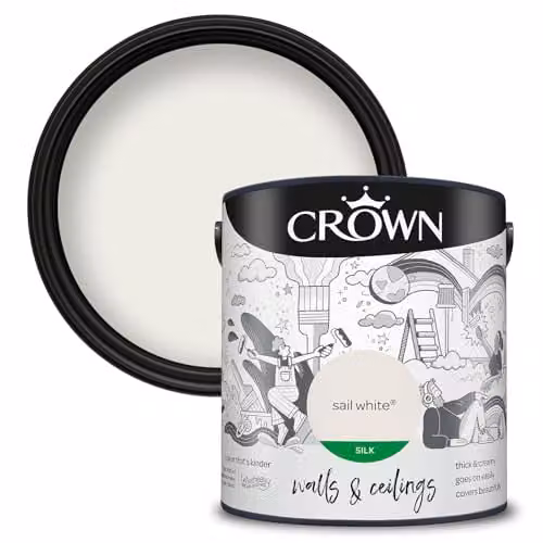 Crown Core Emulsion Satin Gloss Water Based Dispersion Paint in White, 2.5 l – 1