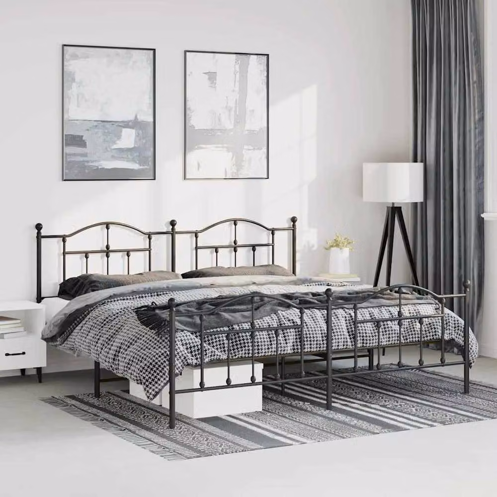 Berkfield Home Metal Bed Frame with Headboard and Footboard in Black – 2