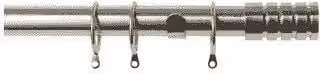 New Edge Blinds Satin Silver Metal Curtain Pole Set with 25-28mm Traction End