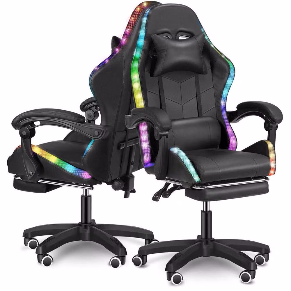 FLAVORA Ergonomic Gaming Chair with RGB LED Illumination in Black – 2