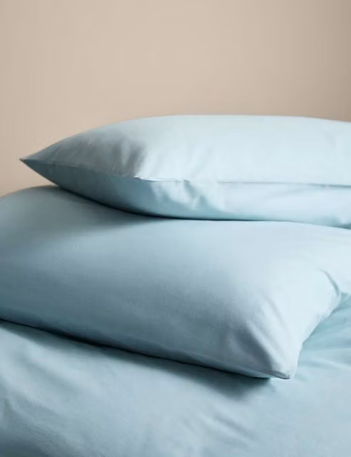 M&S Body Sensor Pure Cotton Pillowcases, 2 Pack, Blue