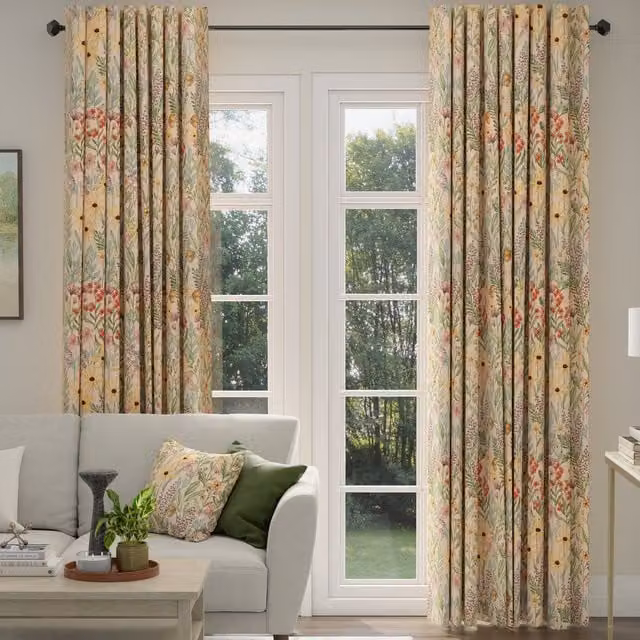 ANTE DECOR Meadow Tapestry Made To Measure Blackout Floral Curtains in Pink and Multicolour