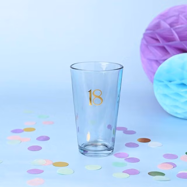 Confetti Gold Dotted Beer Glass, Transparent, 45.72 cm