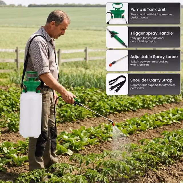 SPETLEK Manual Garden Pressure Sprayer, White, 8 l