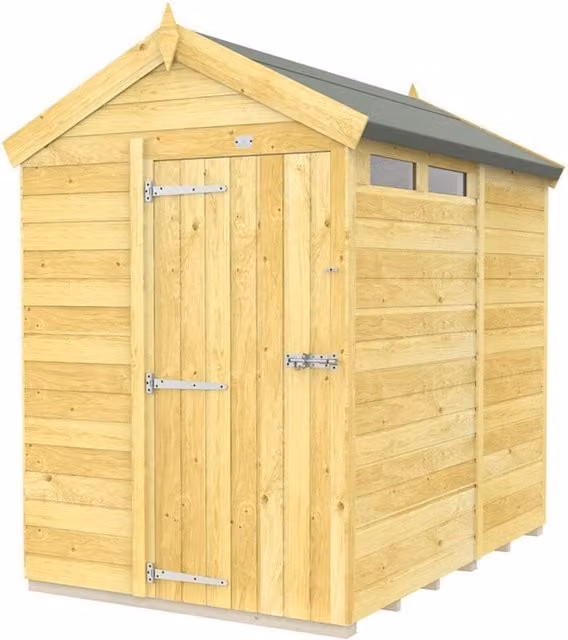 Buttercup Farm Apex Security Wooden Shed with Single Door in Brown, W/D/H: 147 x 214 x 217 cm