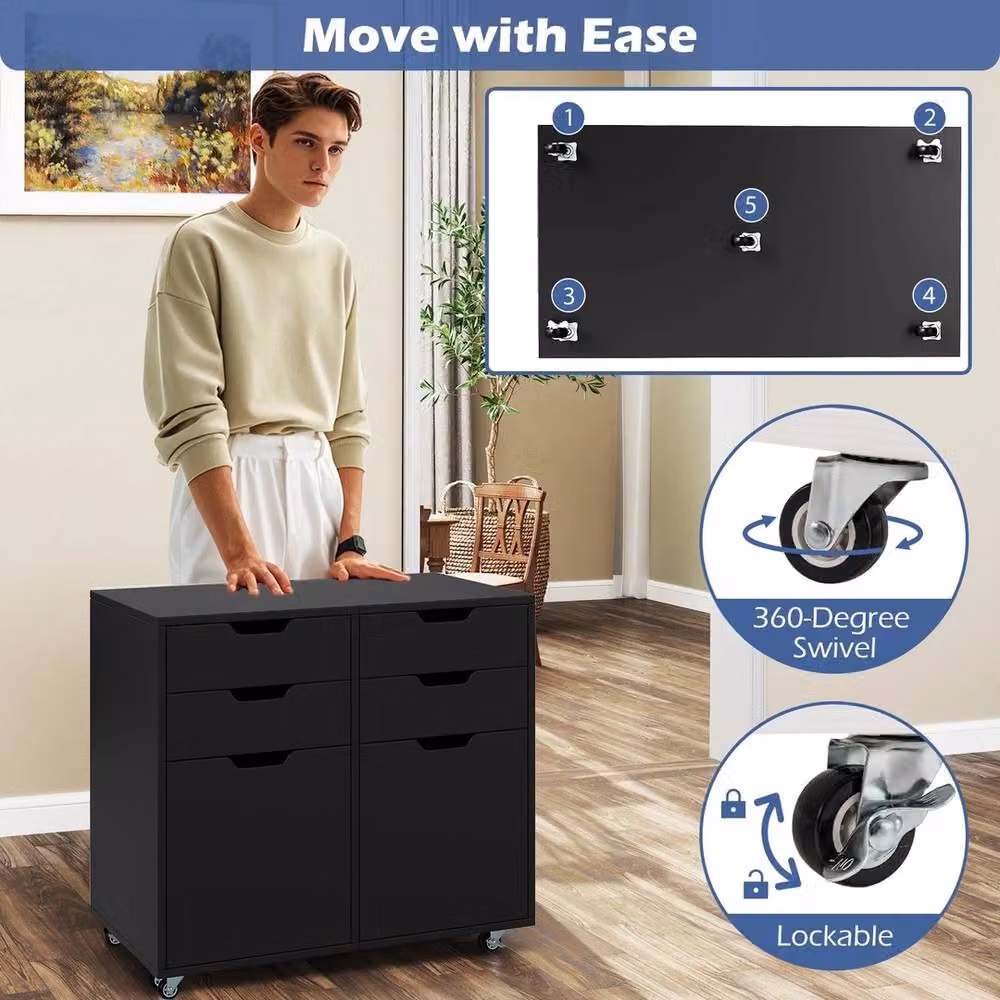 VOGREX Black 4-Drawer Rolling Metal Storage Chest with Castors – 5