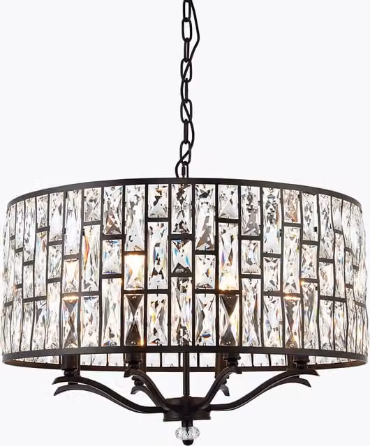 Netlighting Belle 8 Light Suspended Ceiling Pendant in Dark Bronze and Clear Crystal