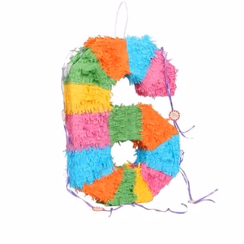 Fax Potato Number 6 Cardboard Piñata, Multicolour, W: 35 cm, D: 7.5 cm, H: 50 cm – 2