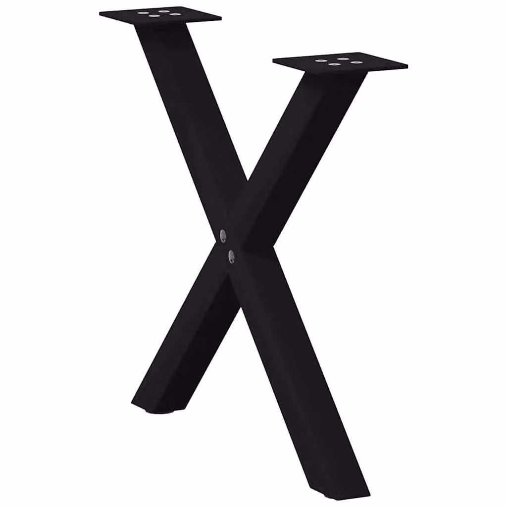 Berkfield Home X-Shaped Steel Coffee Table Legs, 2 Pieces, Black Matt, W/D/H: 38 x 42.5 x 43 cm – 3