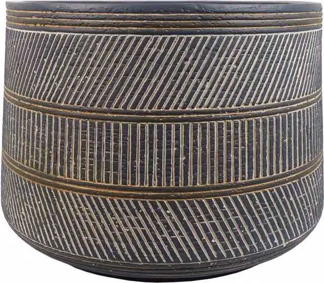 Large Maral Etched Composite Plant Pot in Grey