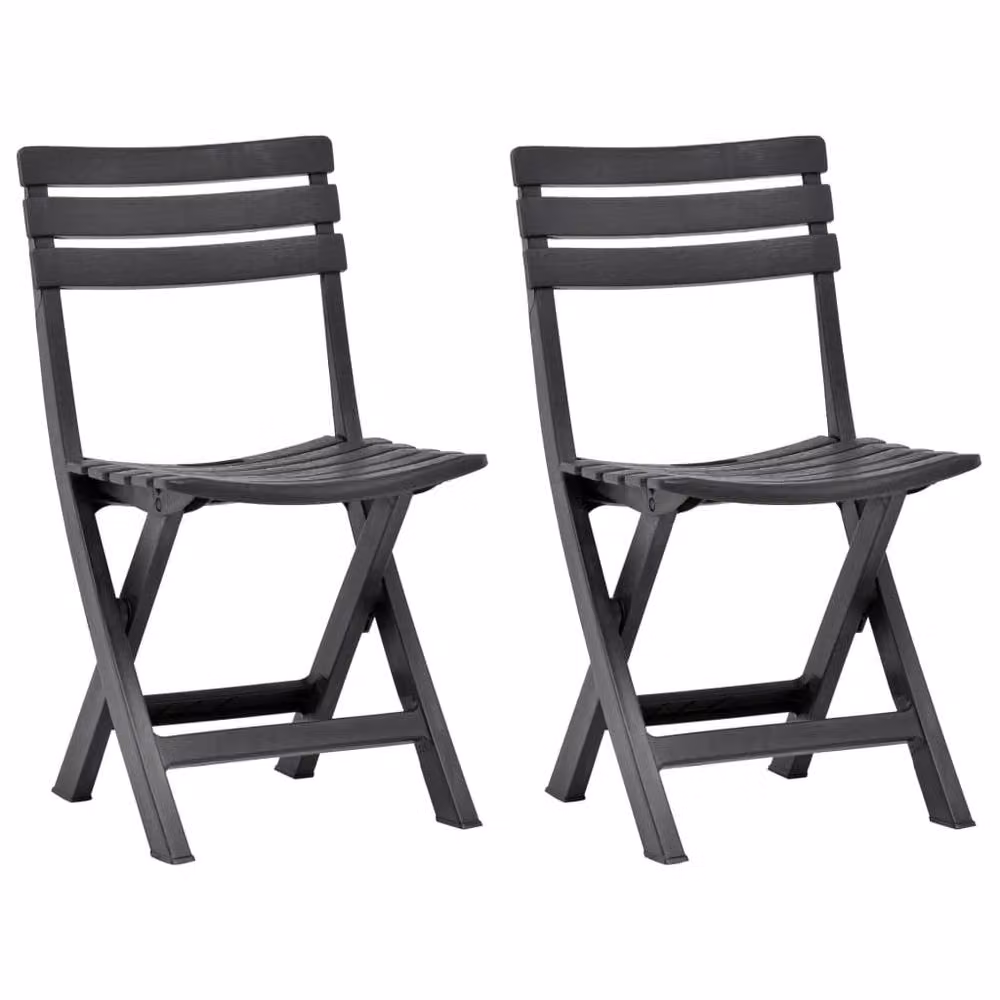 Berkfield Home Set of 2 Folding Plastic Garden Chairs in Anthracite and Black – 2