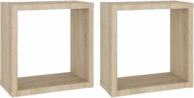 Berkfield Home Wall Mounted Cube Shelves, 2 Pack, Sonoma Oak, Brown, W/D/H: 30 x 15 x 30 cm – 1