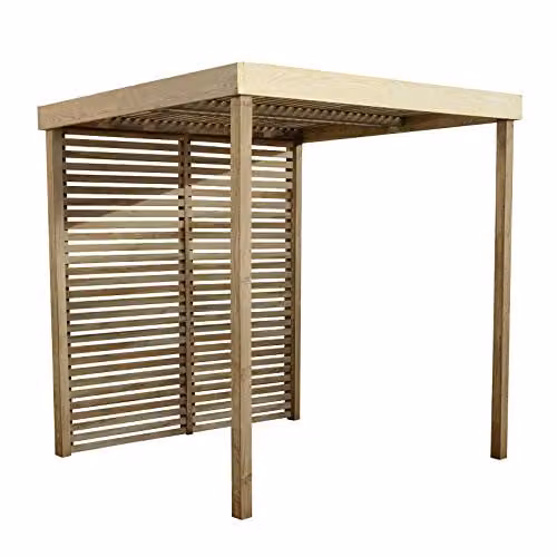 Forest Garden Modular Pergola with 1 Side Panel in Brown Wood, W: 197 cm, D: 204.5 cm, H: 197 cm