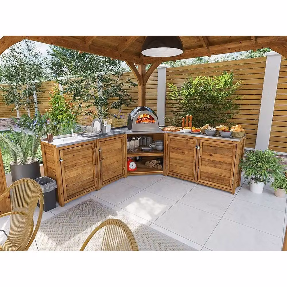 Dunster House Garden Kitchen with Left Side Sink in Brown, W: 200 cm, D: 200 cm – 1