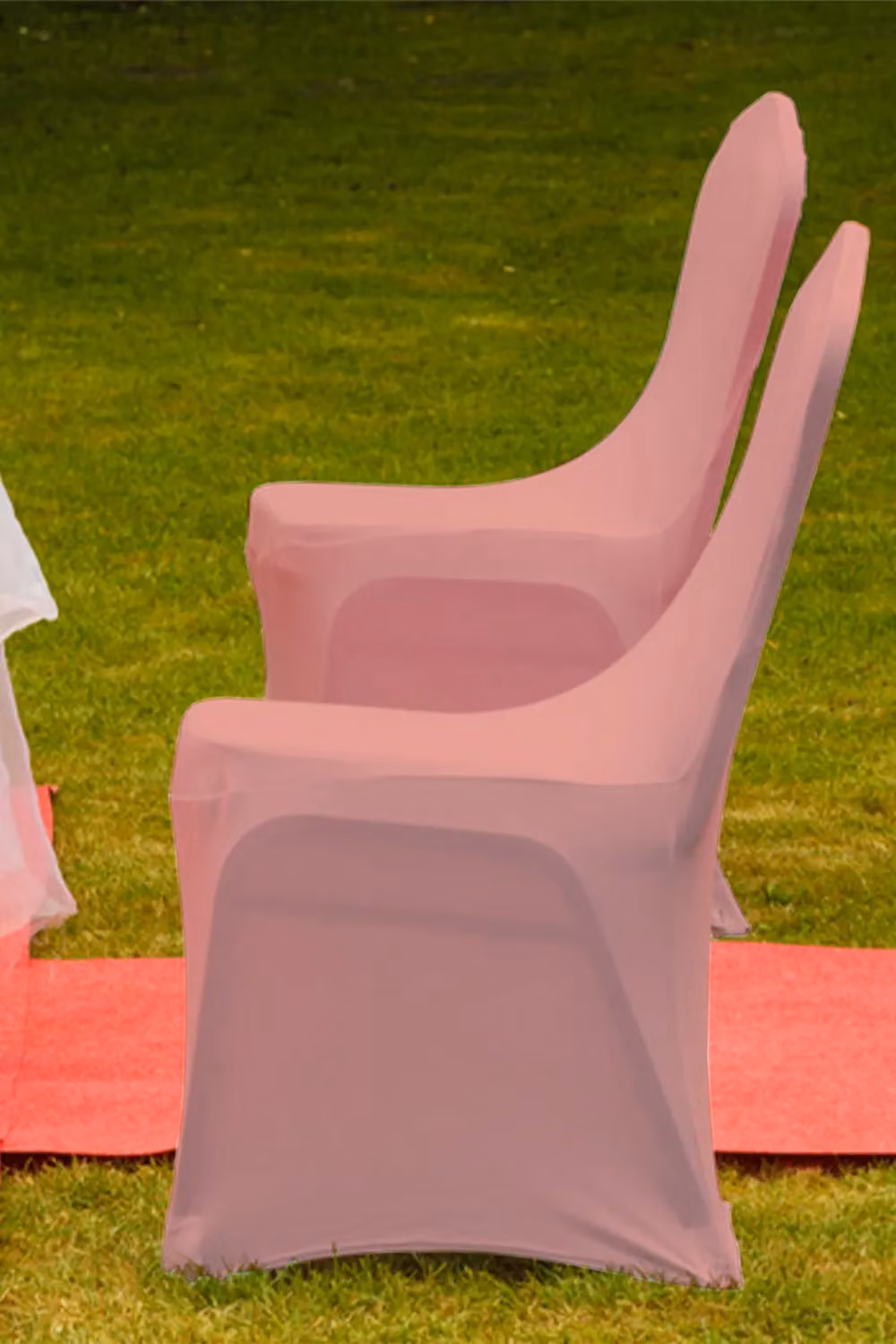 Neel Blue Spandex Arched Front Dining Chair Slipcovers in Baby Pink, Stretchable and Washable Fabric – 3