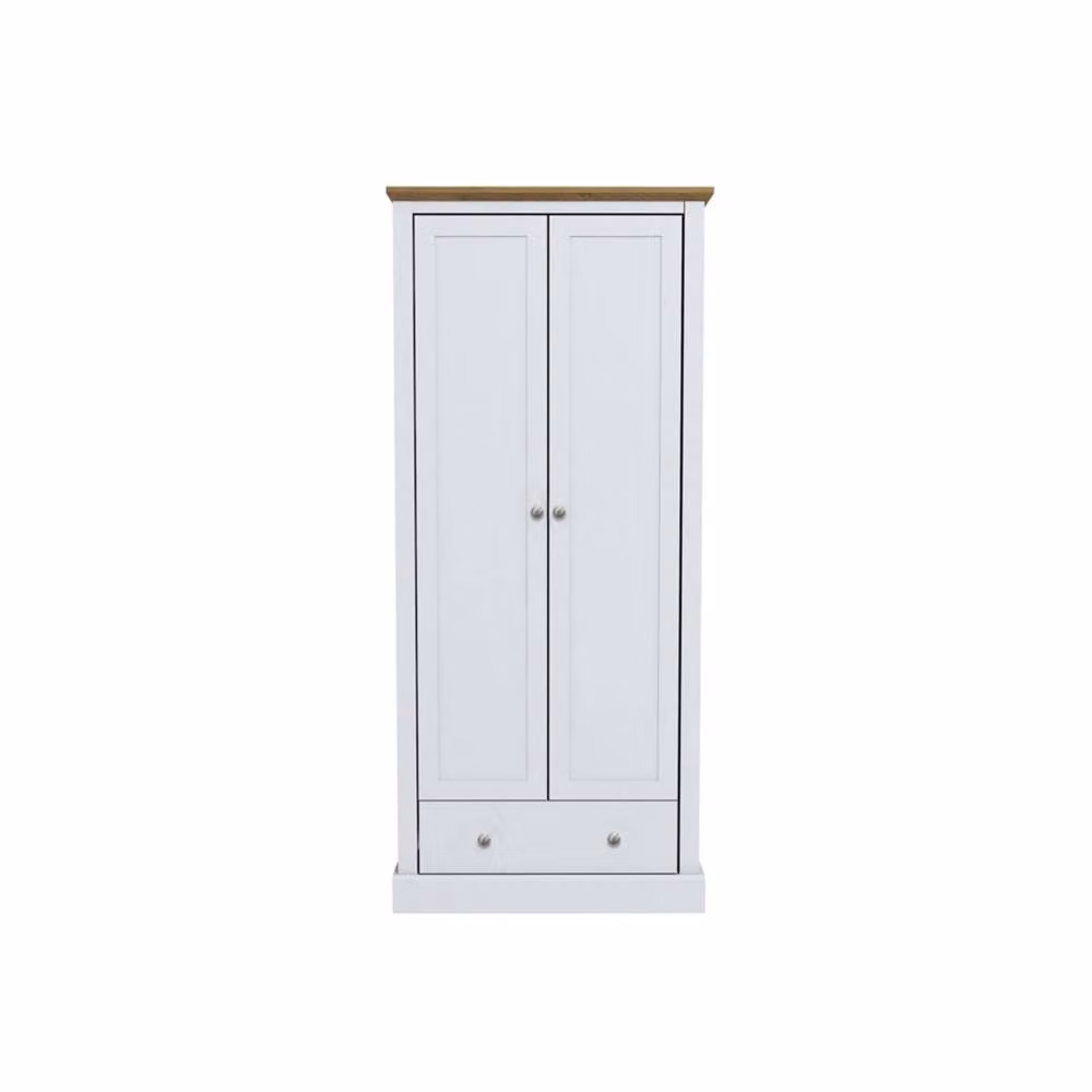 Wyld Haus Ardee White and Natural Oak 2 Door Wardrobe with 1 Drawer H 181.5 x W 56.0 x D 56.0 cm – 2