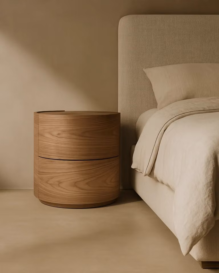 Tommy Franks Modern Ash Wood Bedside Table in Brown with Soft Close Drawers
