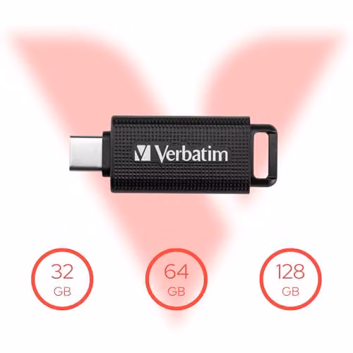 Verbatim Store 'n' Go USB-C Compact Memory Stick with 128GB Data Storage in Black – 2