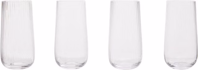 Orsina Set of Four Geometric Glass Tumblers, 500 ml, Transparent