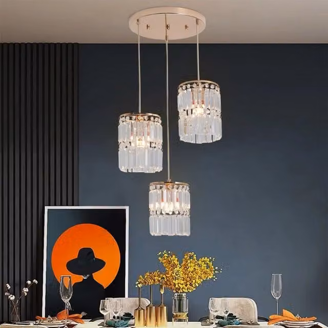 Bath Plus TB+ Modern Gold Chandelier Pendant with Crystal and Glass Details