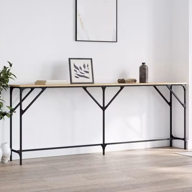 Berkfield Home Sonoma Oak Console Table in Brown, W/D/H: 200 x 29 x 75 cm – 1