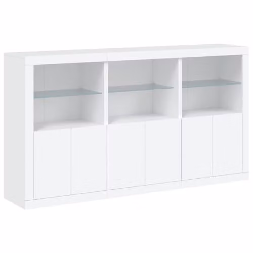 vidaXL Modern White Sideboard with Integrated LED Lights and MDF Hallway Storage Unit – 1