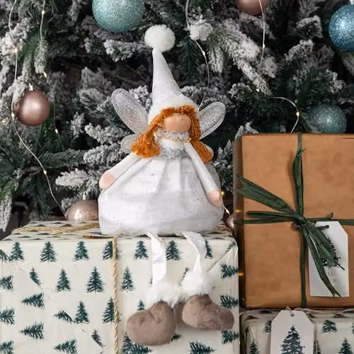 Samuel ALEXANDER Soft White Fairy Magic Christmas Tabletop Decoration with Dangly Legs, Height: 30 cm – 3
