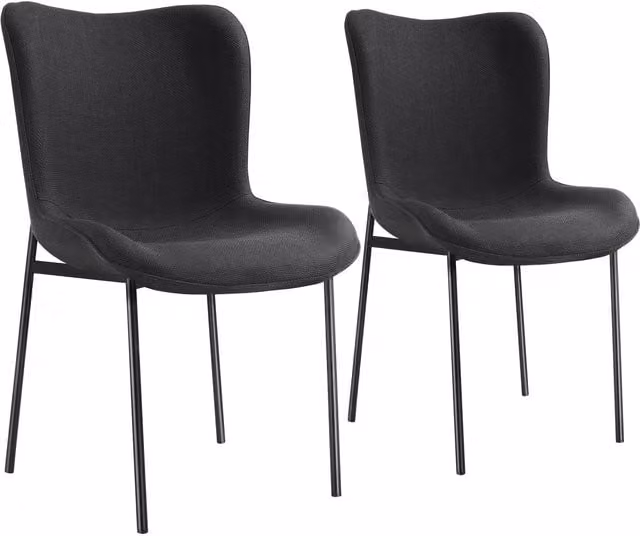 tectake Tessa Set of 2 Dining Chairs in Black Woven Fabric – 1