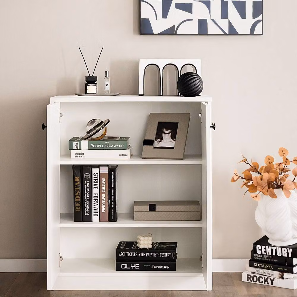 Costway Modern 2-Door Kitchen Buffet Cabinet and Sideboard with 3 Shelves in White – 2