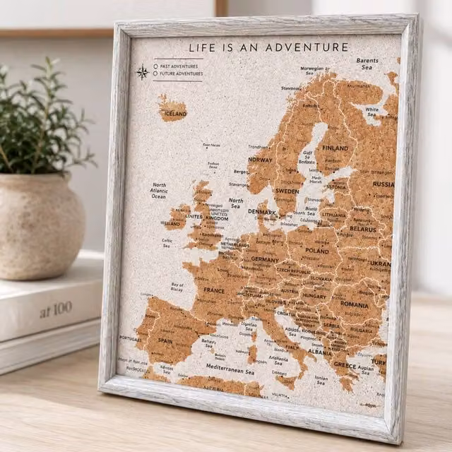 Fragranced Humour Europe Cork Board Travel Gift in Grey, W/D/H: 30 x 2 x 25 cm