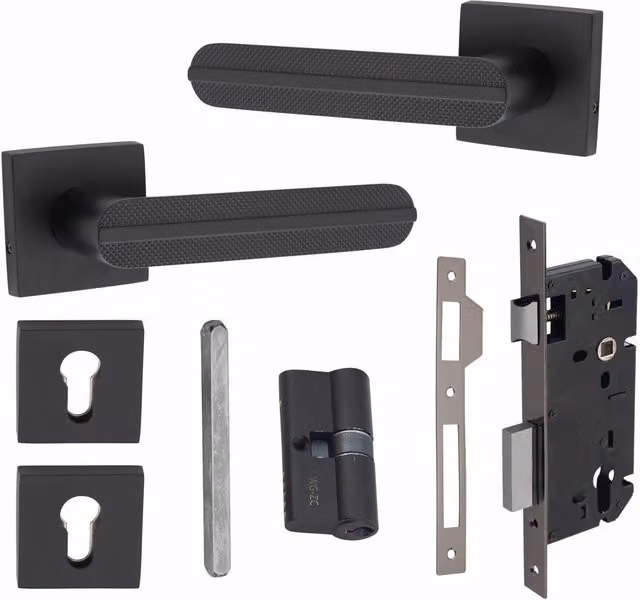 Golden Grace Matt Black Door Handle Set